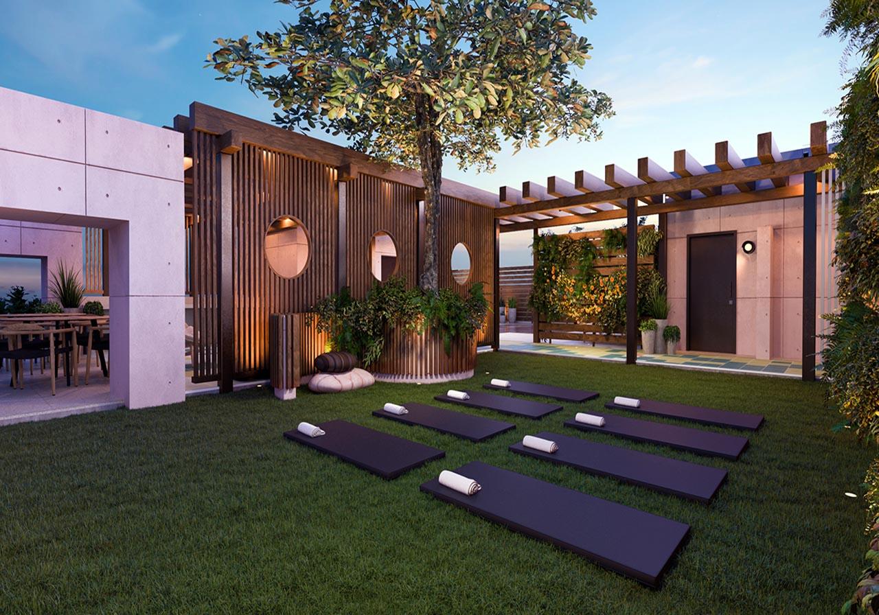 Rendering of Ten30 South Beach Rooftop Yoga Area