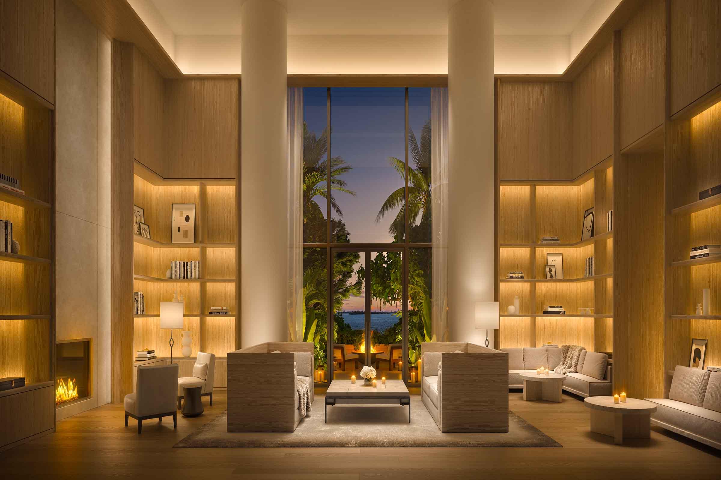 Rendering of EDITION Residences Miami Edgewater Library Lounge