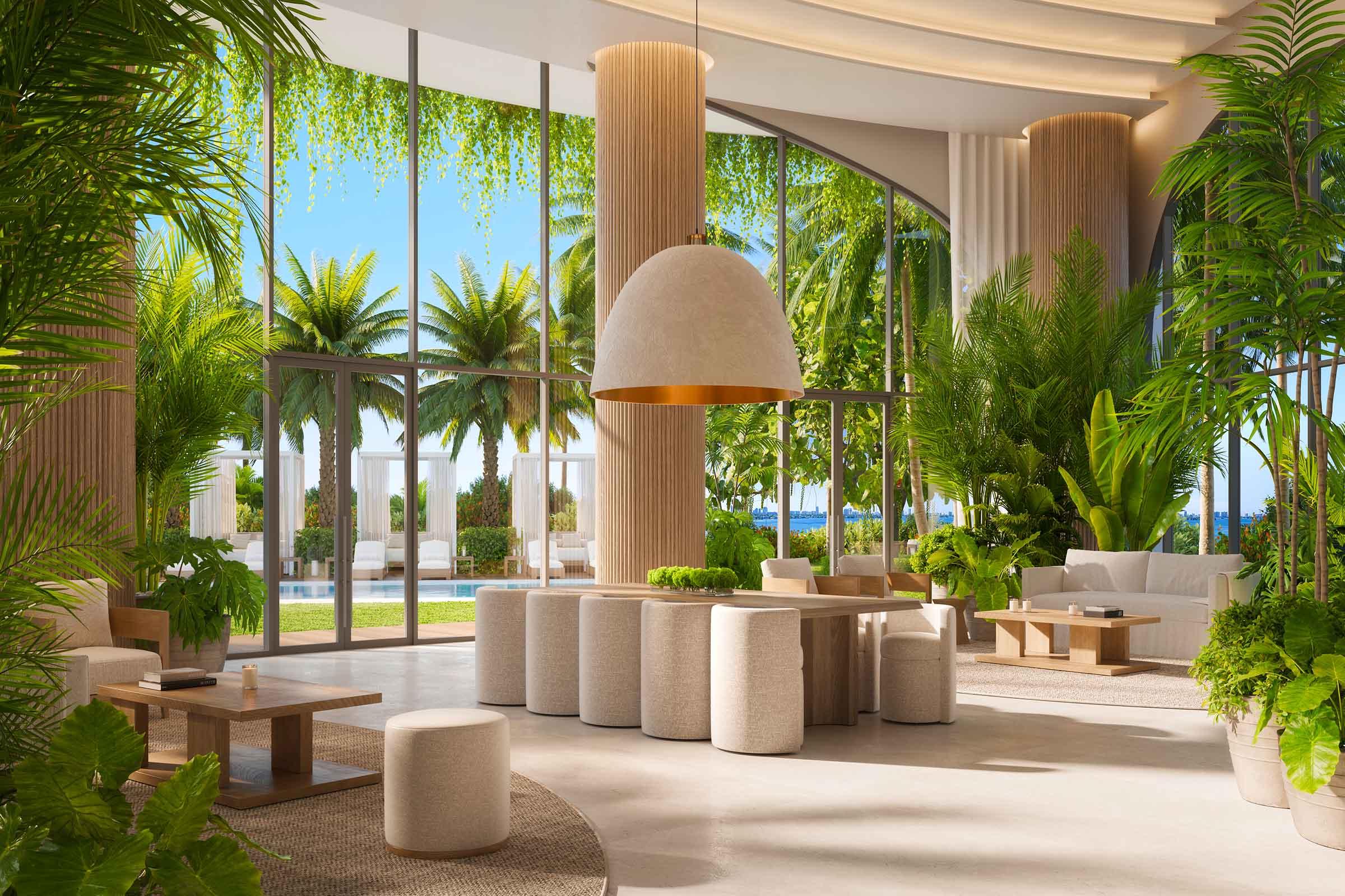 EDITION Residences 迈阿密水滨 Pool Lounge的渲染图