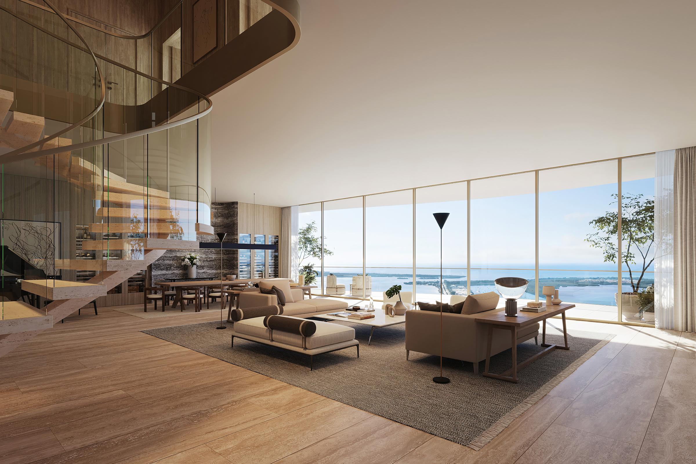 Rendering of The Residences at 1428 Brickell Living Room