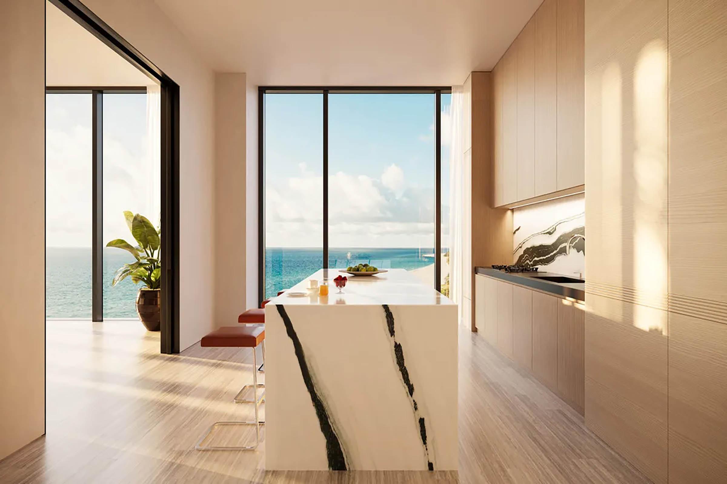 罗利住宅迈阿密海滩厨房视图渲染